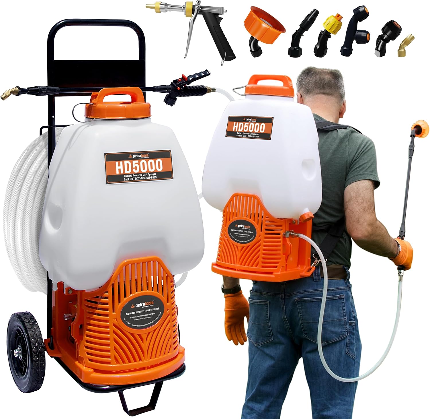 . PetraTools Powered Backpack Garden Sprayer On Wheels (6.5 Gallon)