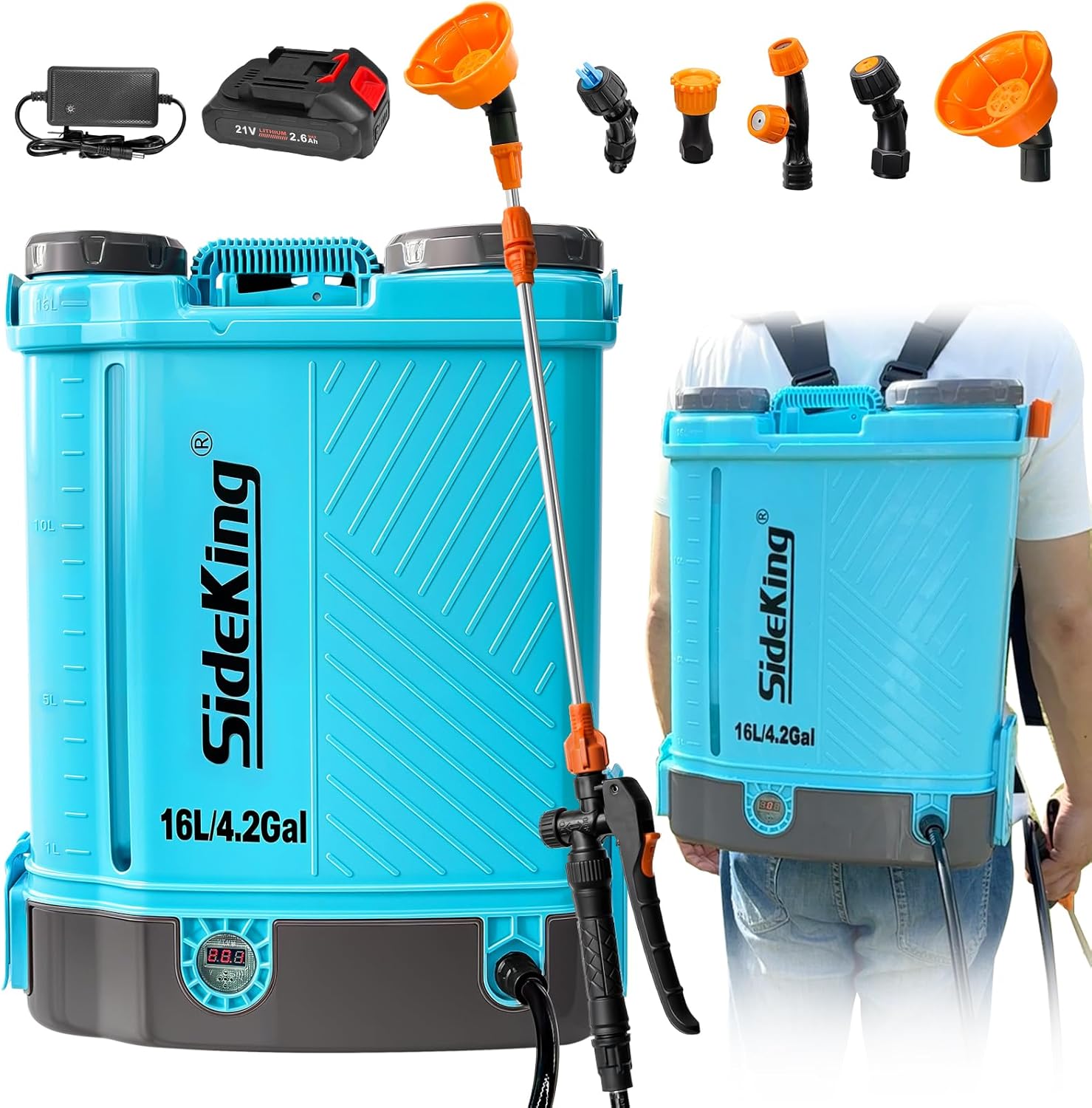 SideKing Battery Powered Backpack Tank Sprayer