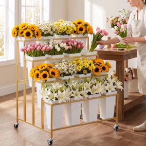 4-Tier Flower Display Indoor and Outdoor Garden Cart
