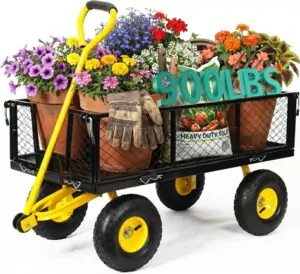 SUNNYFEEL Steel 4 Wheeled Garden Cart