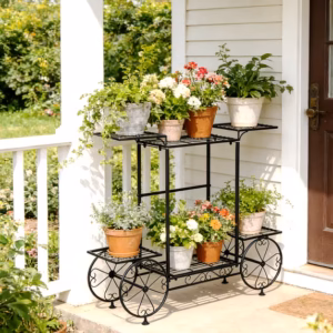 Wisfor 6 Potted Metal Indoor And Outdoor Garden Cart